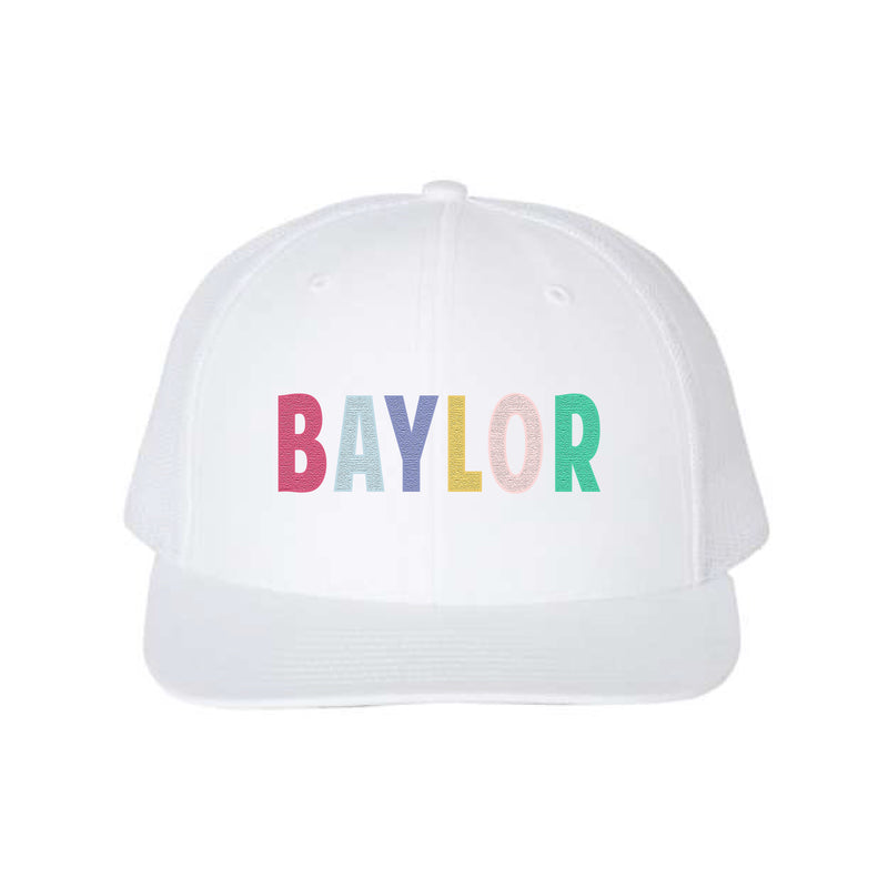 The Baylor Multicolor 3D Puff | White Richardson Trucker Cap