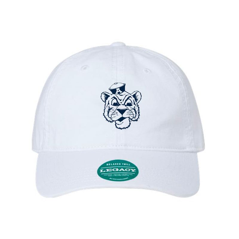 The Beanie Tiger Outline Embroidered | White Legacy Dad Hat