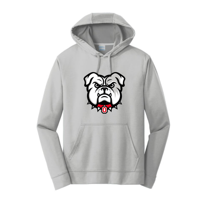 The Bulldog Head Logo | Silver Fleece Hooded Sweatshirt