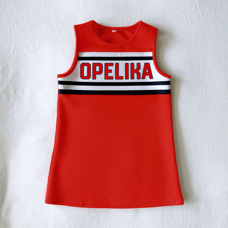 The Opelika | Bright Red Striped Cheer Dress