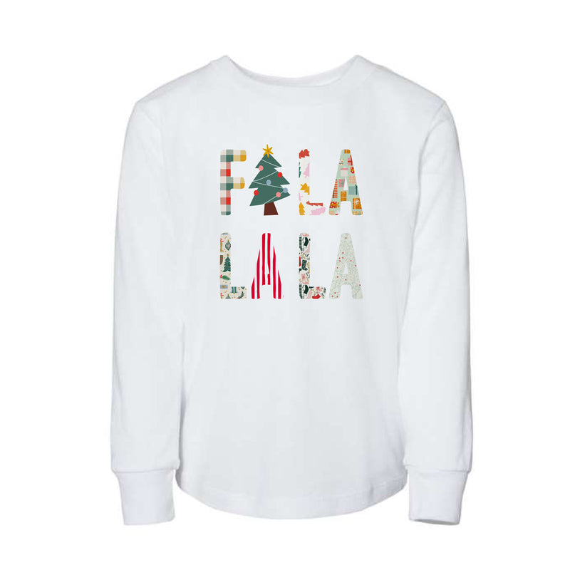 The Fa La La | White Toddler Long Sleeve Tee