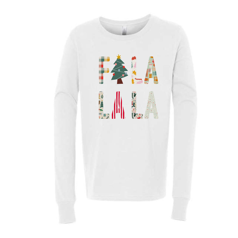 The Fa La La | White Youth Long Sleeve Tee