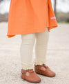 The Rib Knit Footless Ruffle Tights - Oatmeal