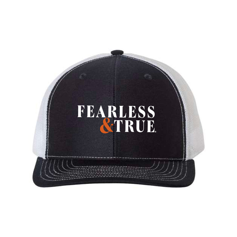The Fearless & True Embroidered | Navy-White Richardson Trucker Cap