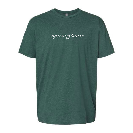 The Give Grace Script | Adult Heather Forest Green Tee