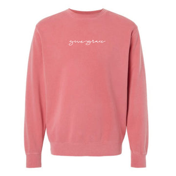 The Give Grace Script | Adult Pigment Pink Sweatshirt