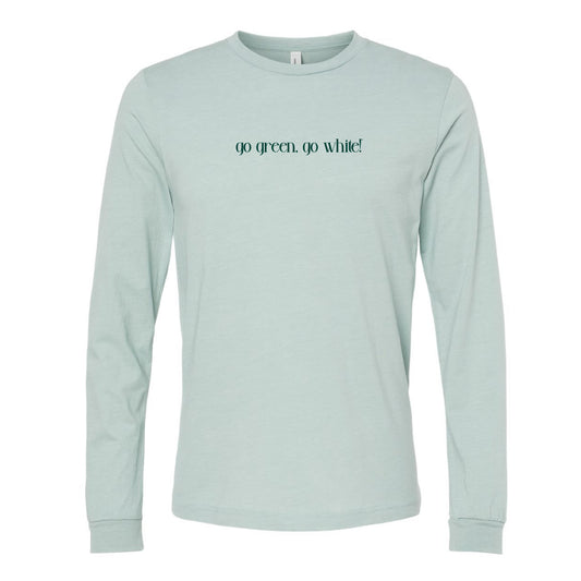 The Go Green, Go White! | Heather Dusty Blue Long Sleeve