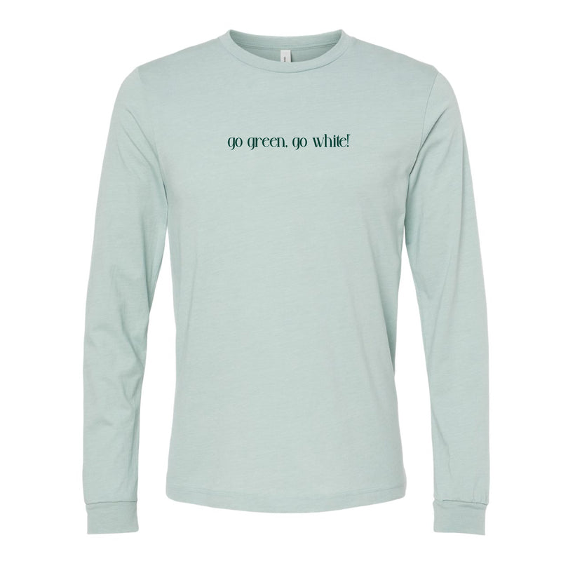 The Go Green, Go White! | Heather Dusty Blue Long Sleeve