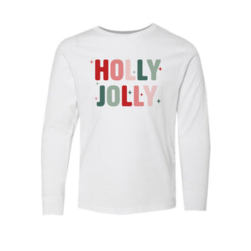 The Holly Jolly | Toddler White Long Sleeve Tee
