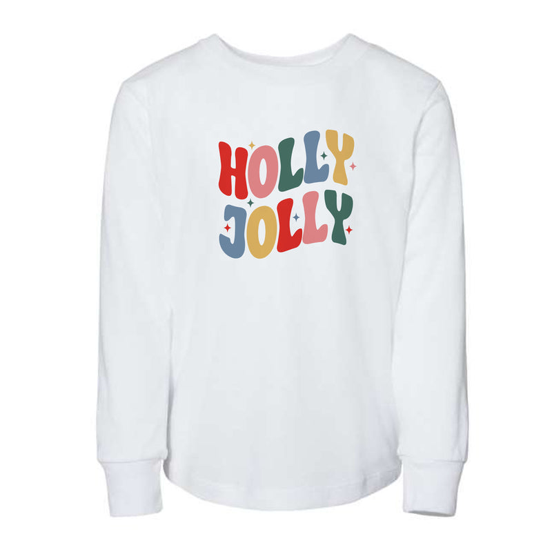 The Holly Jolly | White Toddler Long Sleeve Tee