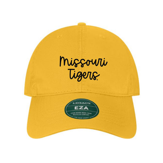 The Missouri Tigers Embroidered Script | Gold Dad Hat