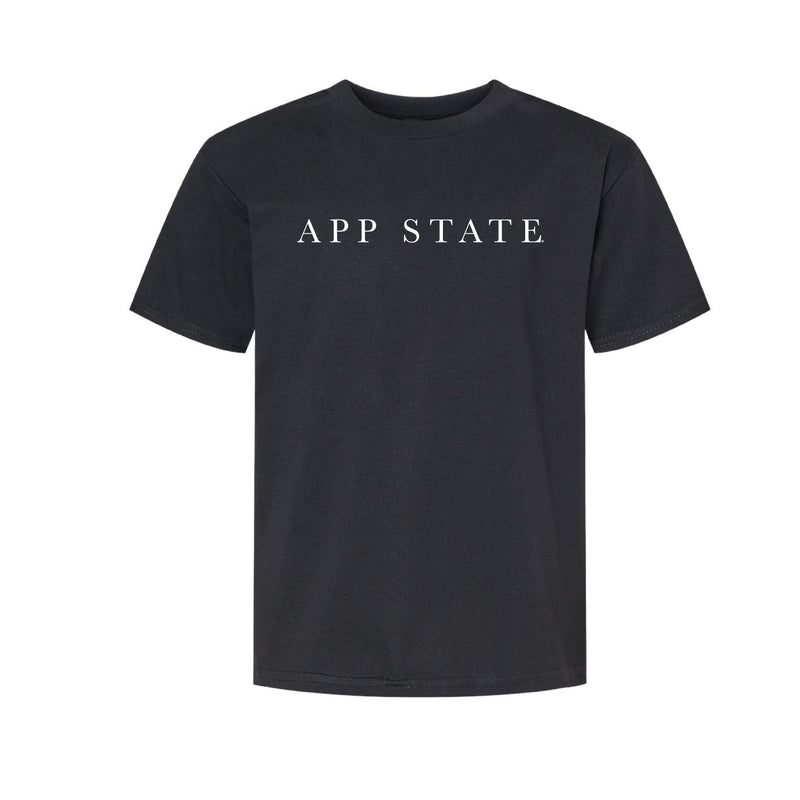 The App State Serif | Youth Pitch Black Tee