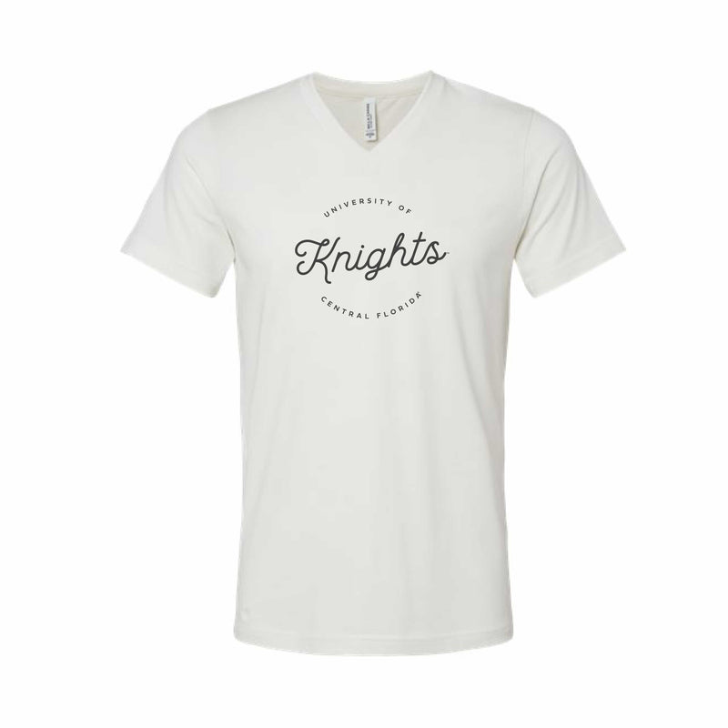 The UCF Knights Script Circle | Vintage White V-Neck Tee