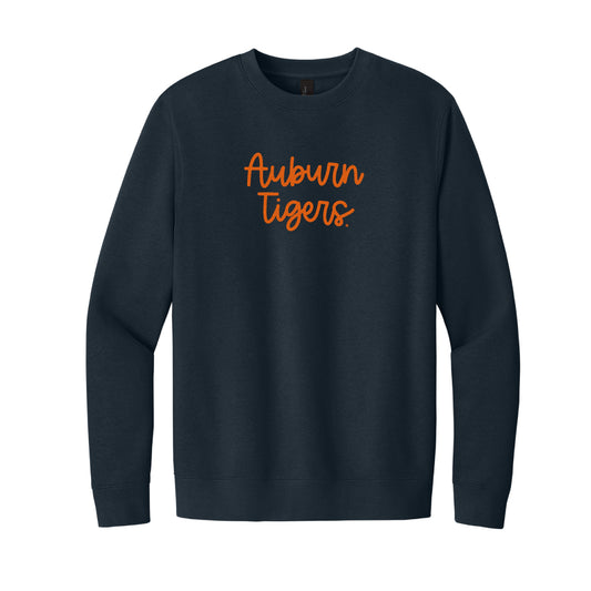 The Auburn Tigers Embroidered Script | New Navy Fleece Sweatshirt