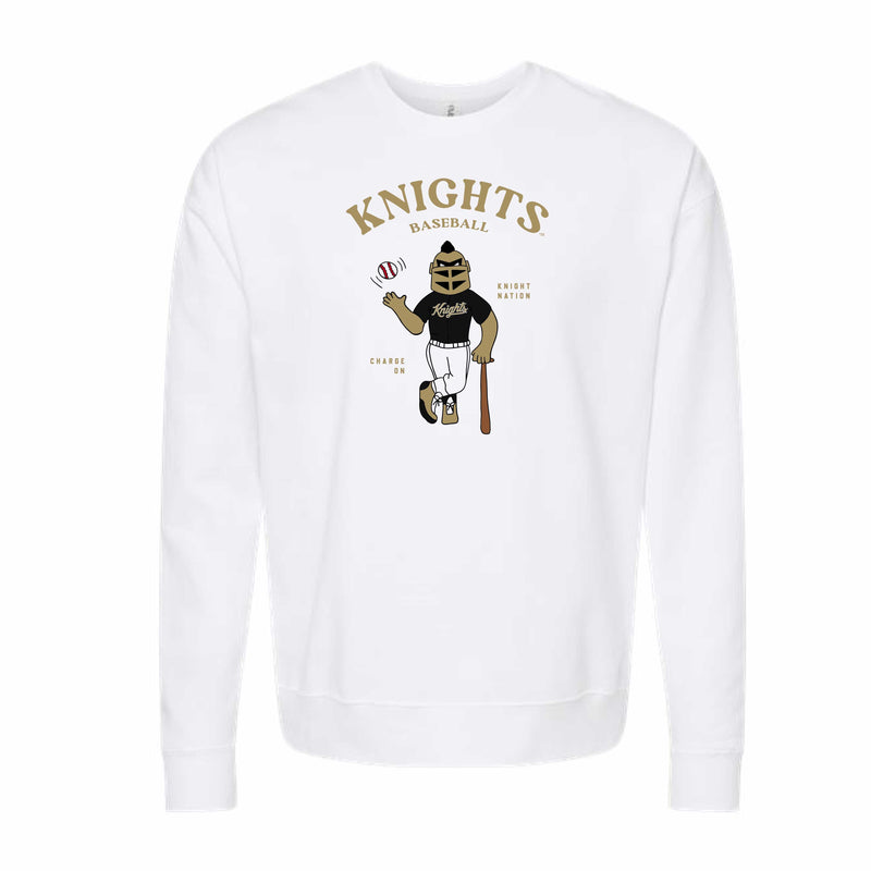 The Knightro Baseball Player | White Sweatshirt