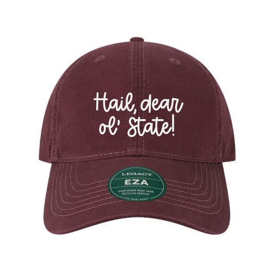 The Hail, Dear Ol' State Embroidered Script | Maroon Dad Hat