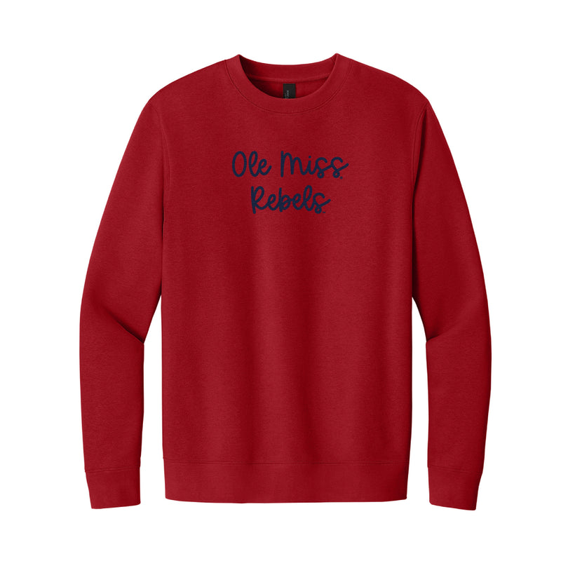 The Ole Miss Rebels Embroidered Script | Classic Red Fleece Sweatshirt