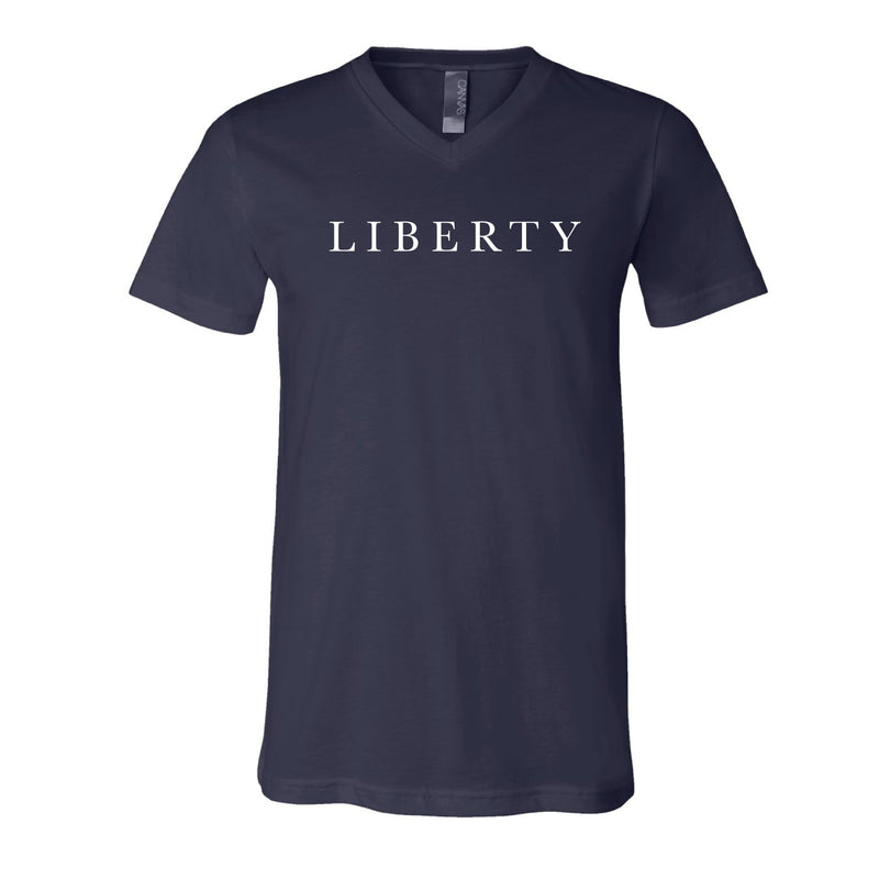 The Liberty Serif | Navy V-Neck Tee