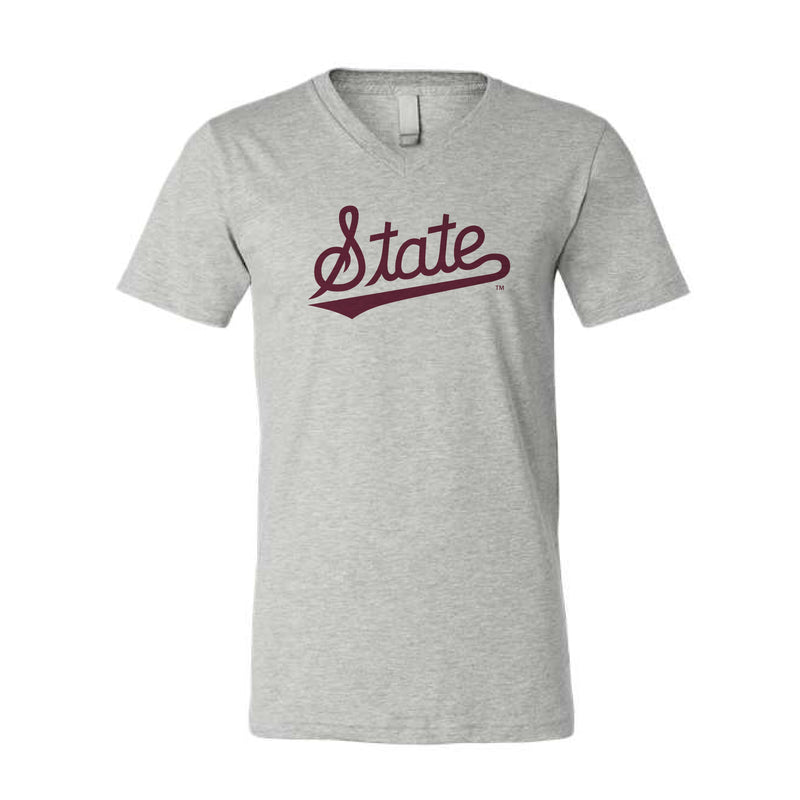 The State Baseball Logo | Athletic Heather V-Neck Tee