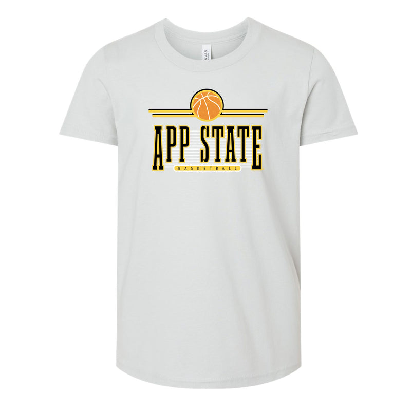 The Retro App State Basketball | Youth Silver Tee