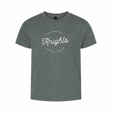 The UCF Knights Script Circle | Youth Dark Heather Tee