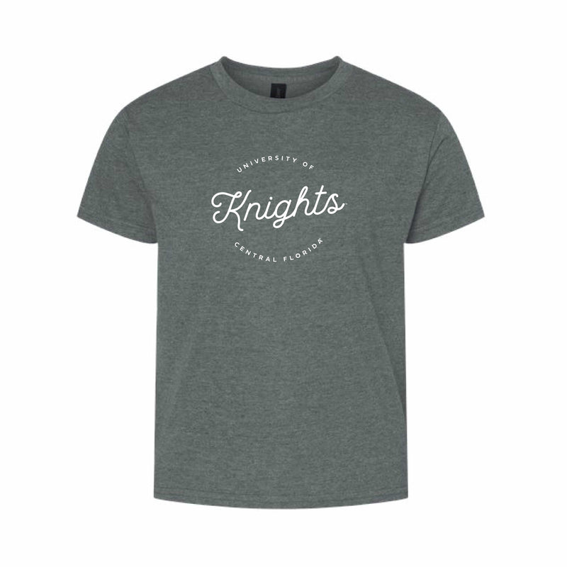 The UCF Knights Script Circle | Youth Dark Heather Tee