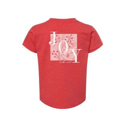 The Joy to the World Floral | Heather Red Toddler Tee