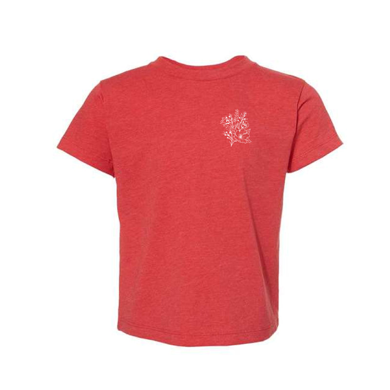 The Joy to the World Floral | Heather Red Toddler Tee