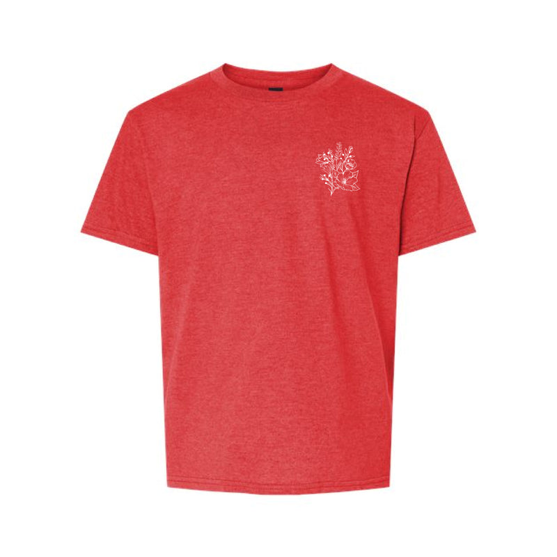 The Joy to the World Floral | Red Mist Youth Tee