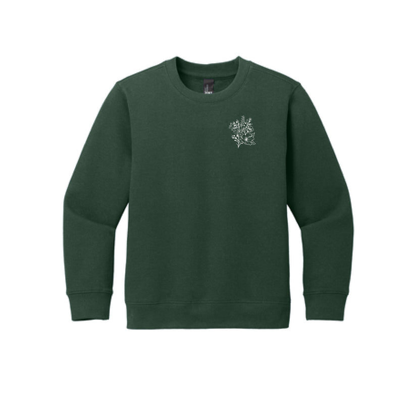 The Joy to the World Floral | Forest Green Youth Long Sleeve