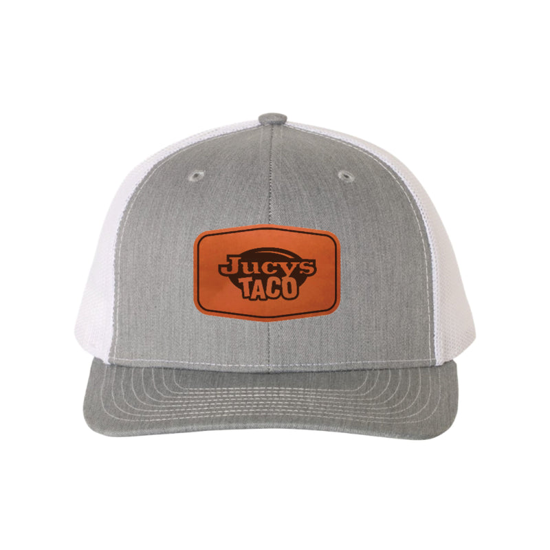 The Jucys Taco Logo Leather Patch | Heather Grey/White Trucker Cap