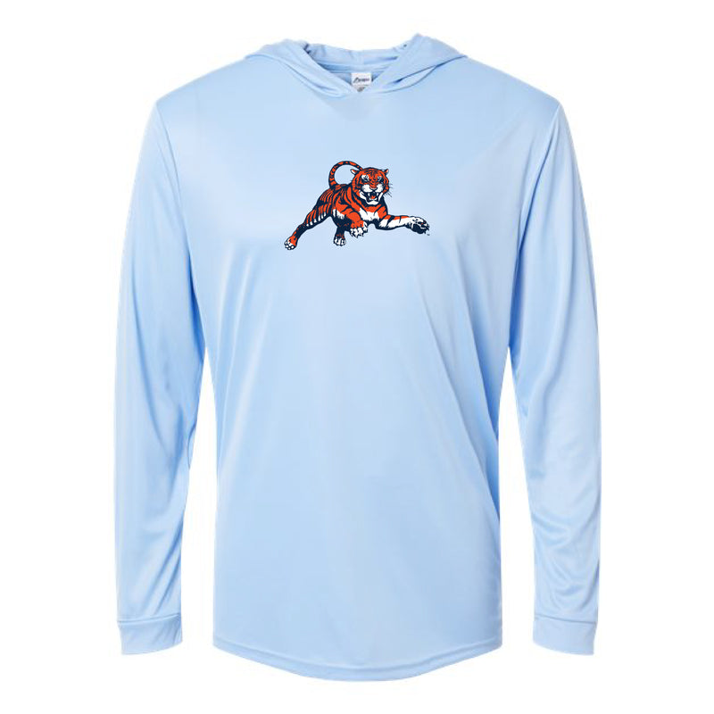 The Leaping Tiger | Blue Mist Hooded Long Sleeve Performance Tee