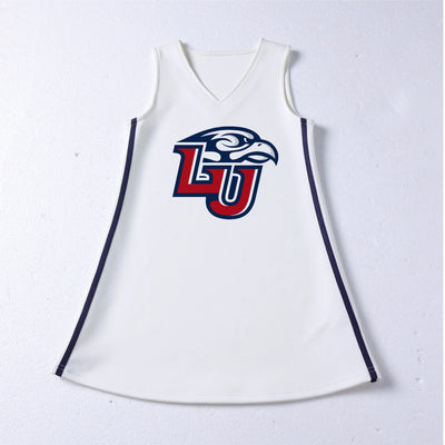 The Liberty University | White V-Neck Cheer Dress
