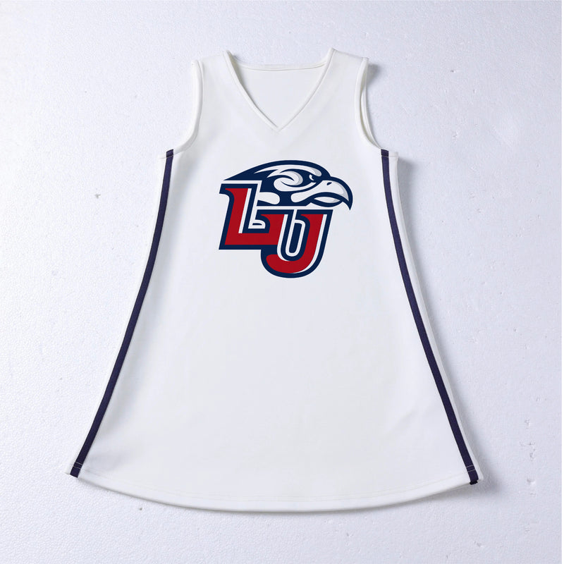 The Liberty University | White V-Neck Cheer Dress