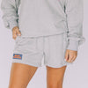 The Mallory Lounge Shorts War Eagle Woven Label | Heather Grey