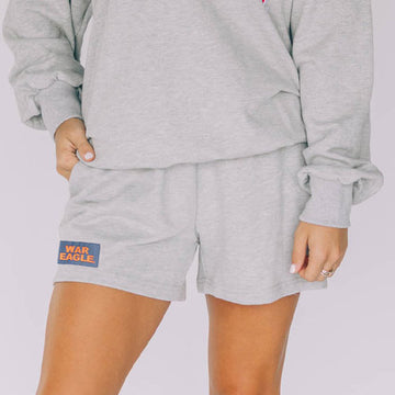 The Mallory Lounge Shorts War Eagle Woven Label | Heather Grey