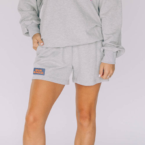 The Mallory Lounge Shorts War Eagle Woven Label | Heather Grey
