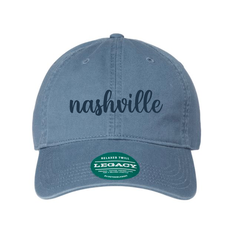 The Nashville Script Embroidered | Lake Blue Legacy Dad Hat