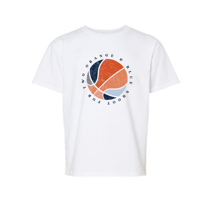 The Orange & Blue Basketball | White Youth Tee