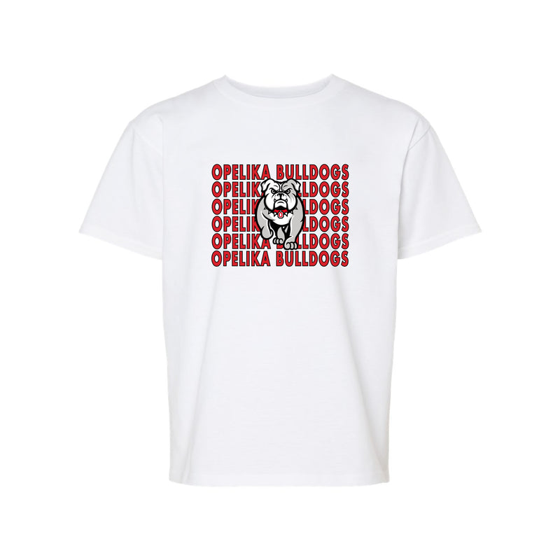 The Opelika Bulldogs Mascot | White Youth Tee