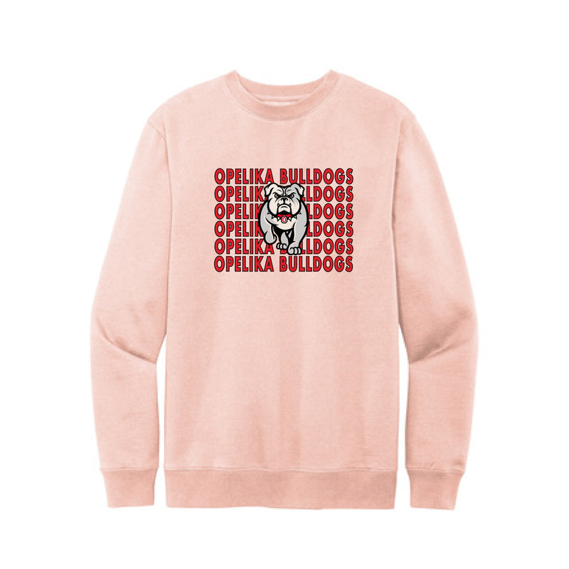 The Opelika Bulldogs Mascot | Rosewater Pink Fleece Crew