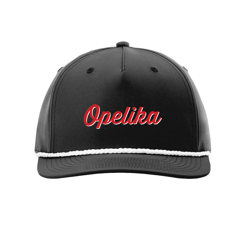 The Opelika Script Logo 3D Puff | Embroidered Black/White Richardson Rope Cap