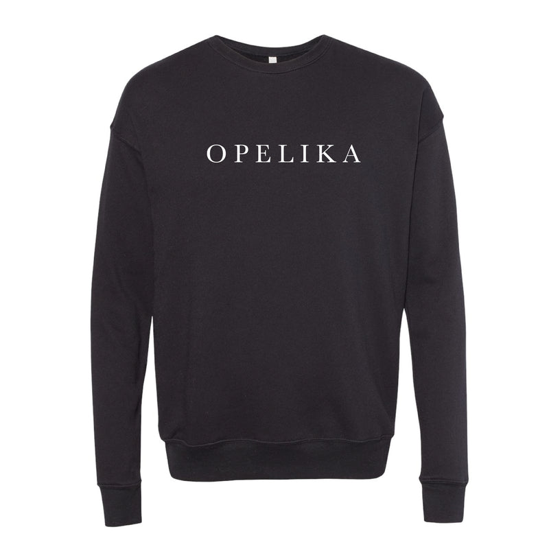 The Opelika Serif | DTG Black Crewneck Sweatshirt