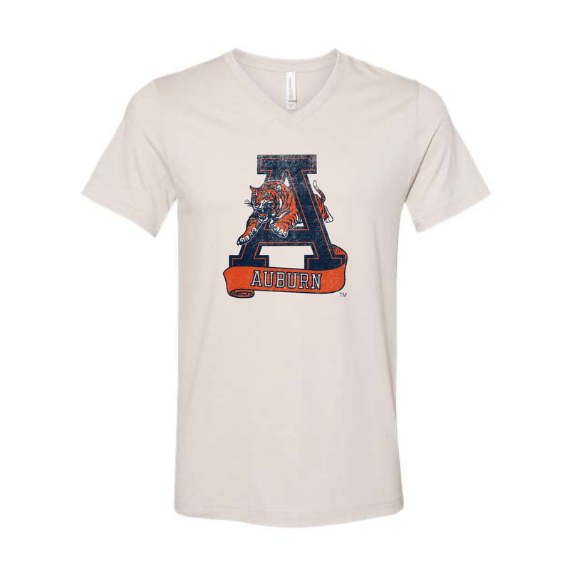 The Vintage Auburn A | Heather Dust V-Neck Tee