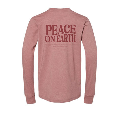 The Peace On Earth |  Heather Mauve Youth Long Sleeve Tee