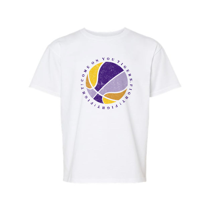 The Purple & Gold Basketball | White Youth Tee