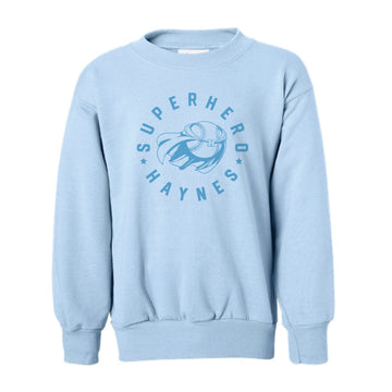 The Superhero Haynes | Youth Light Blue Crewneck Sweatshirt