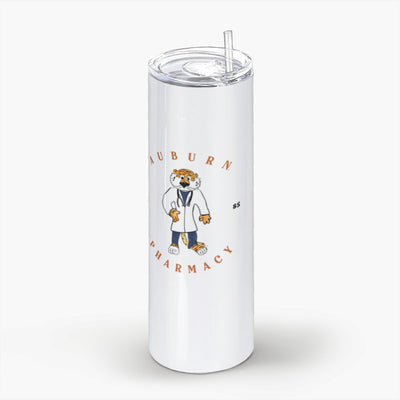 The Auburn Pharmacy Circle | White Tumbler With Straw