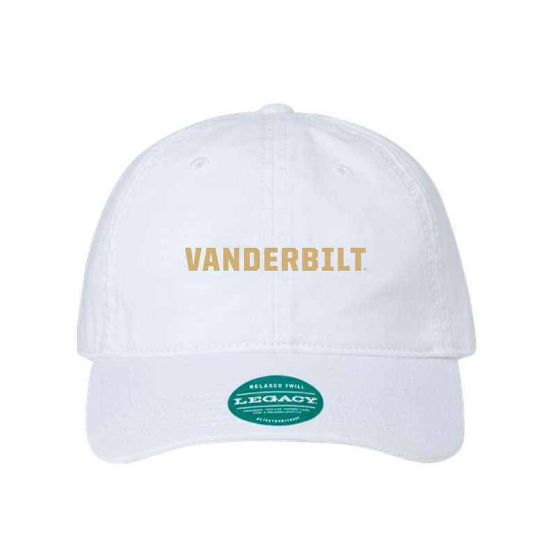 The Vanderbilt Word Logo Embroidered | White Legacy Dad Hat