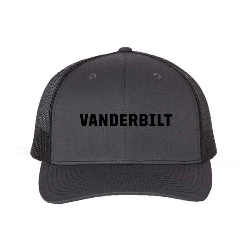 The Vanderbilt Word Logo Embroidered | Charcoal-Black Richardson Trucker Cap